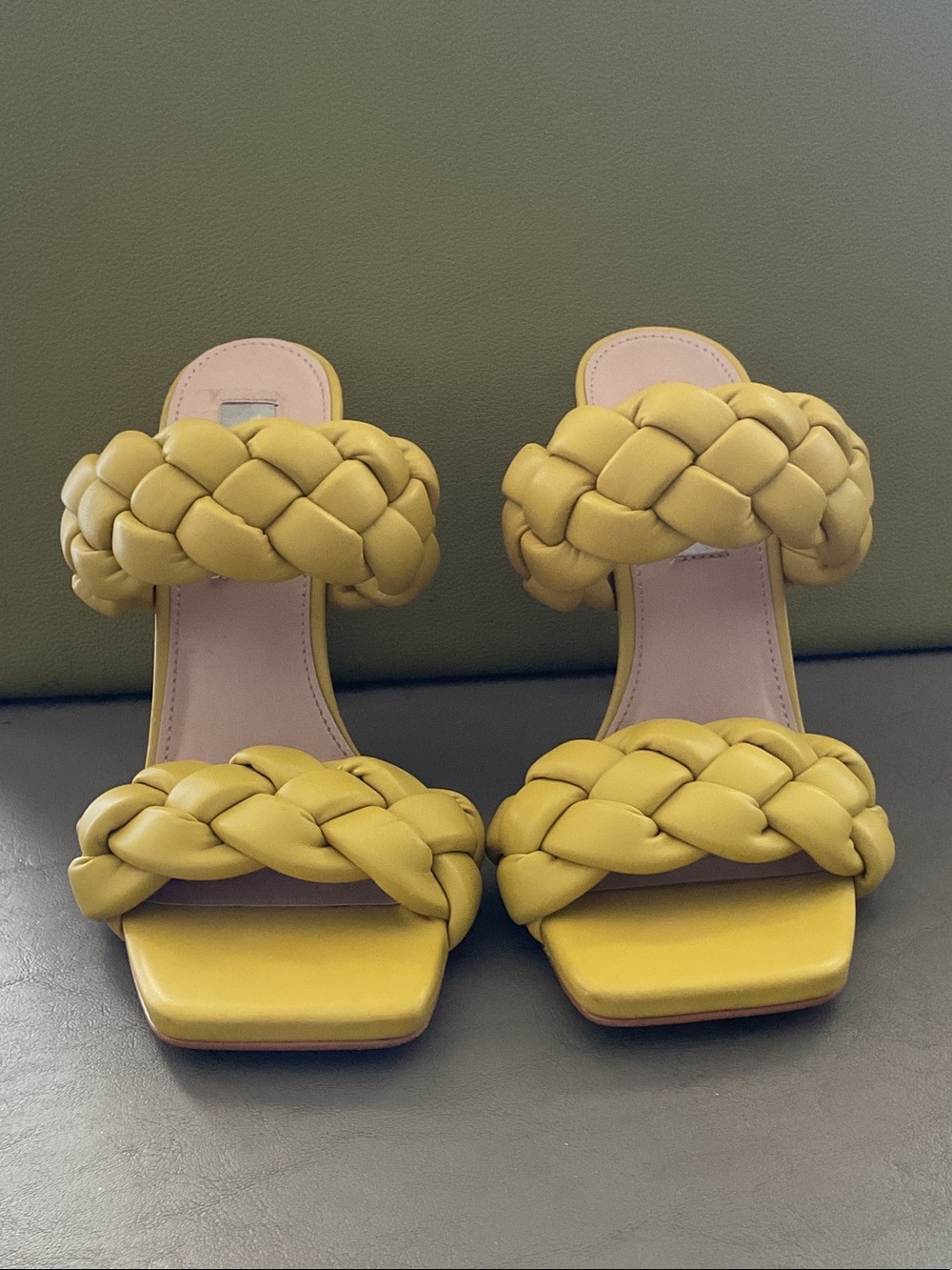 Steve Madden Kenley Yellow Braided Slide Sandals